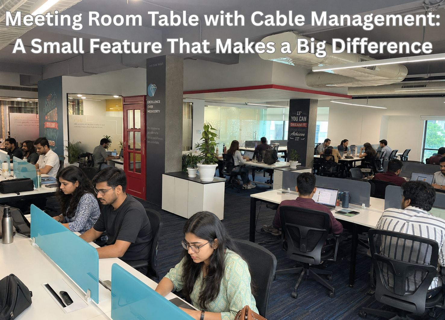 meeting room table with cable management
